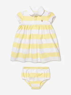 Ralph Lauren Baby Girls Striped Rugby Dress in Yellow