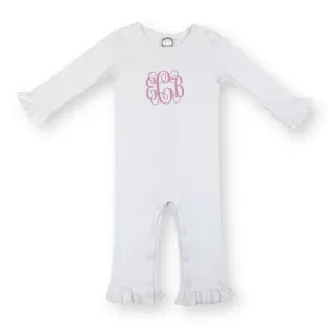 Script Initials Embroidered Romper