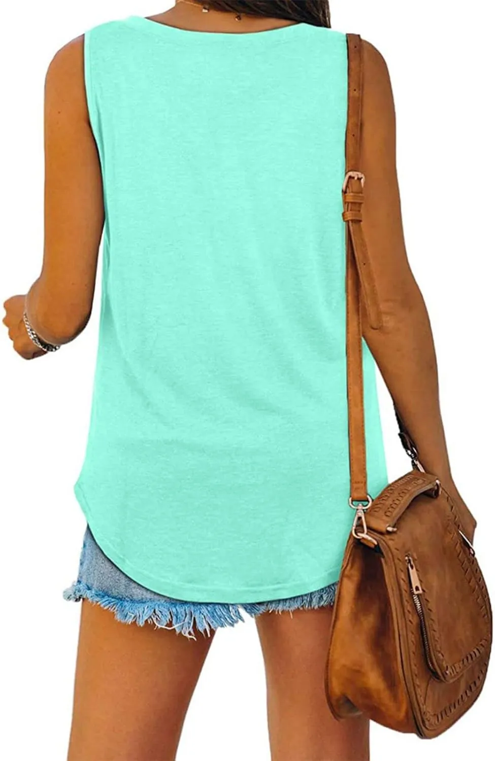 Tank Top for Women Casual V Neck Sleeveless Tee Shirt Trendy Loose Fit Summer Tops Lightweight Basic Solid Color Tops