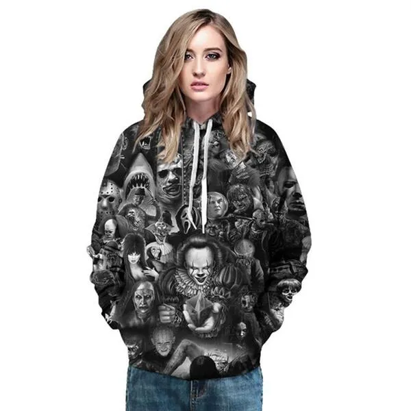 Unisex Characters Skull 3D Printed Hoodies