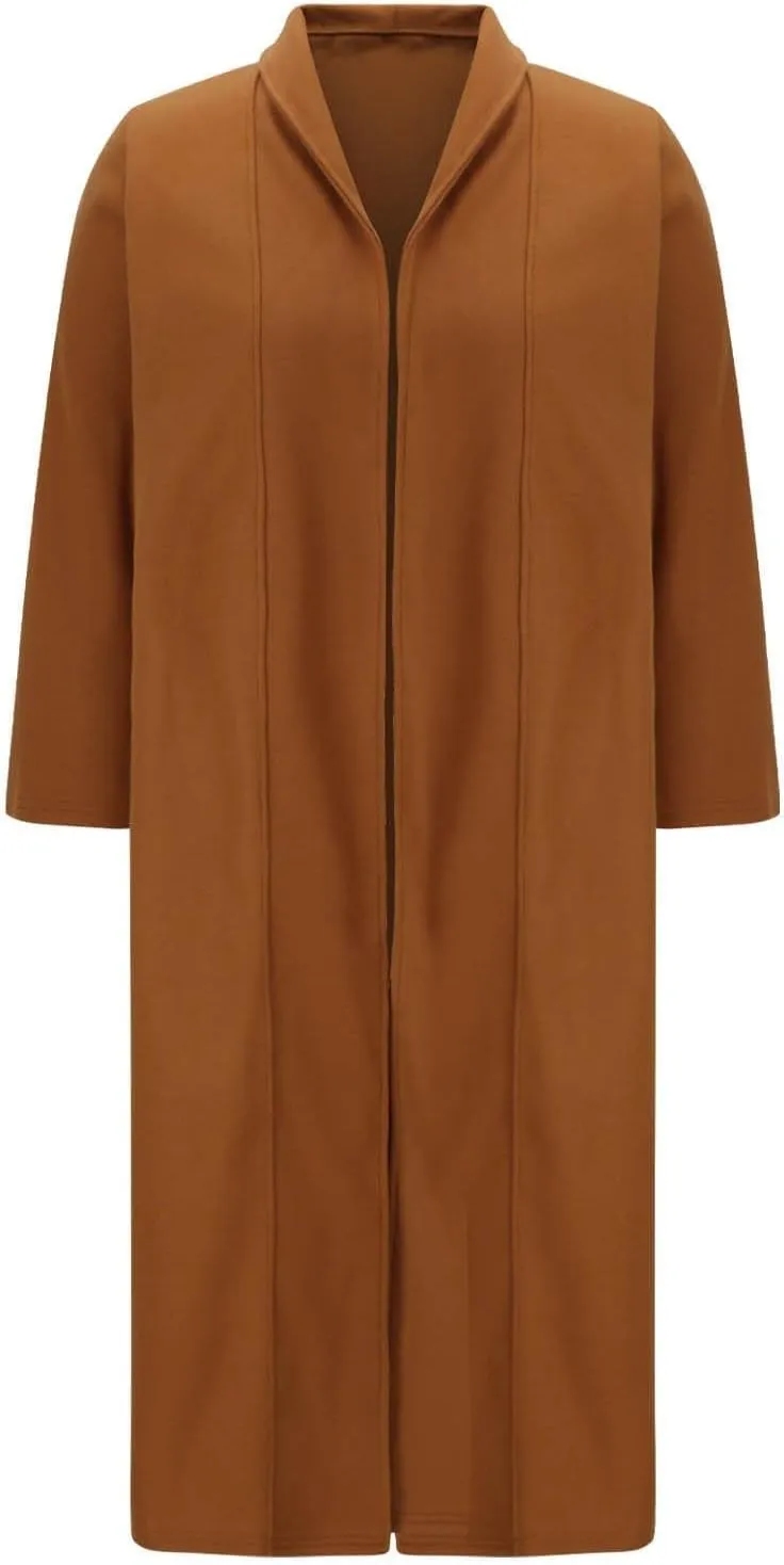 Women Winter Wool Blend Camel Mid-Long Coat Notch Double-Breasted Lapel Jacket Outwear