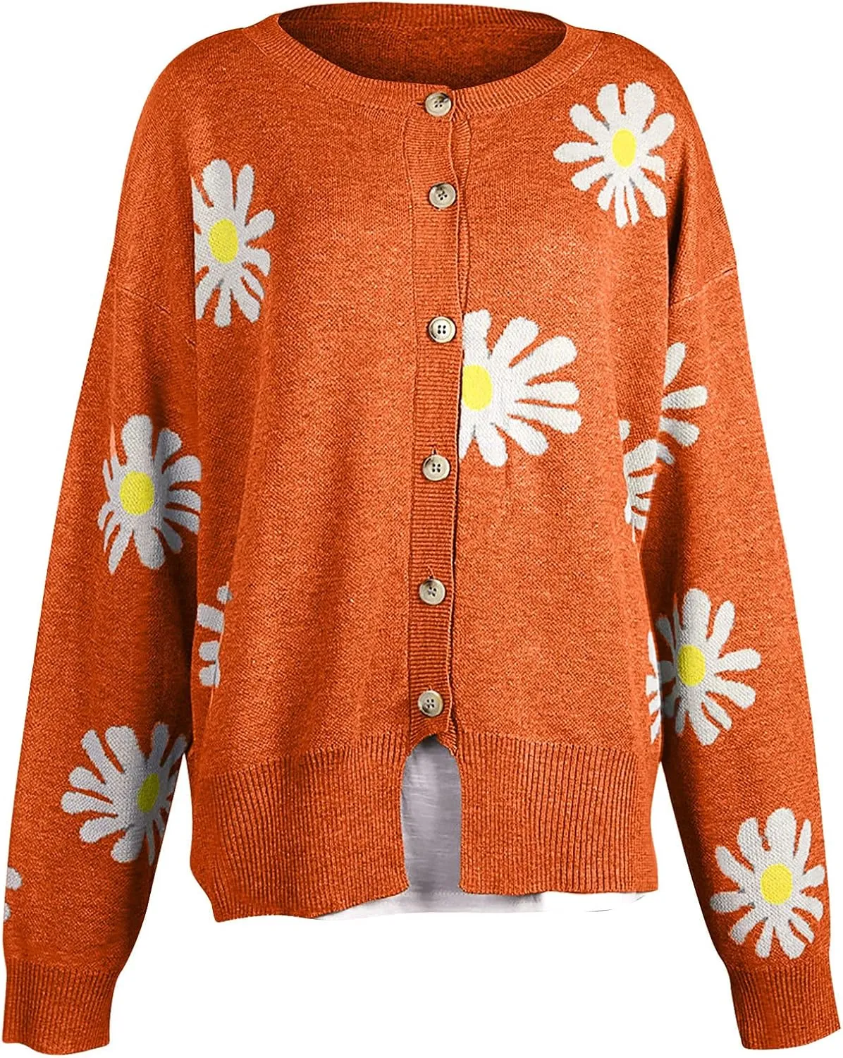 Womens 2023 Long Sleeve V Neck Button Down Cardigan Open Front Soft Chunky Knit Oversized Sweaters Coat with Pocket