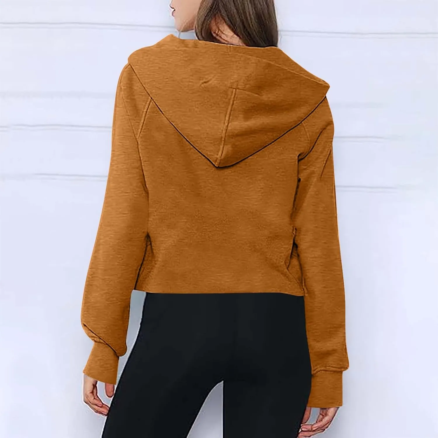 Women's Half Zip Cropped Hoodies Fall Fleece Hooded Pullover Long Sleeve Loose Sweatshirt 2025 Winter Trendy Outfits