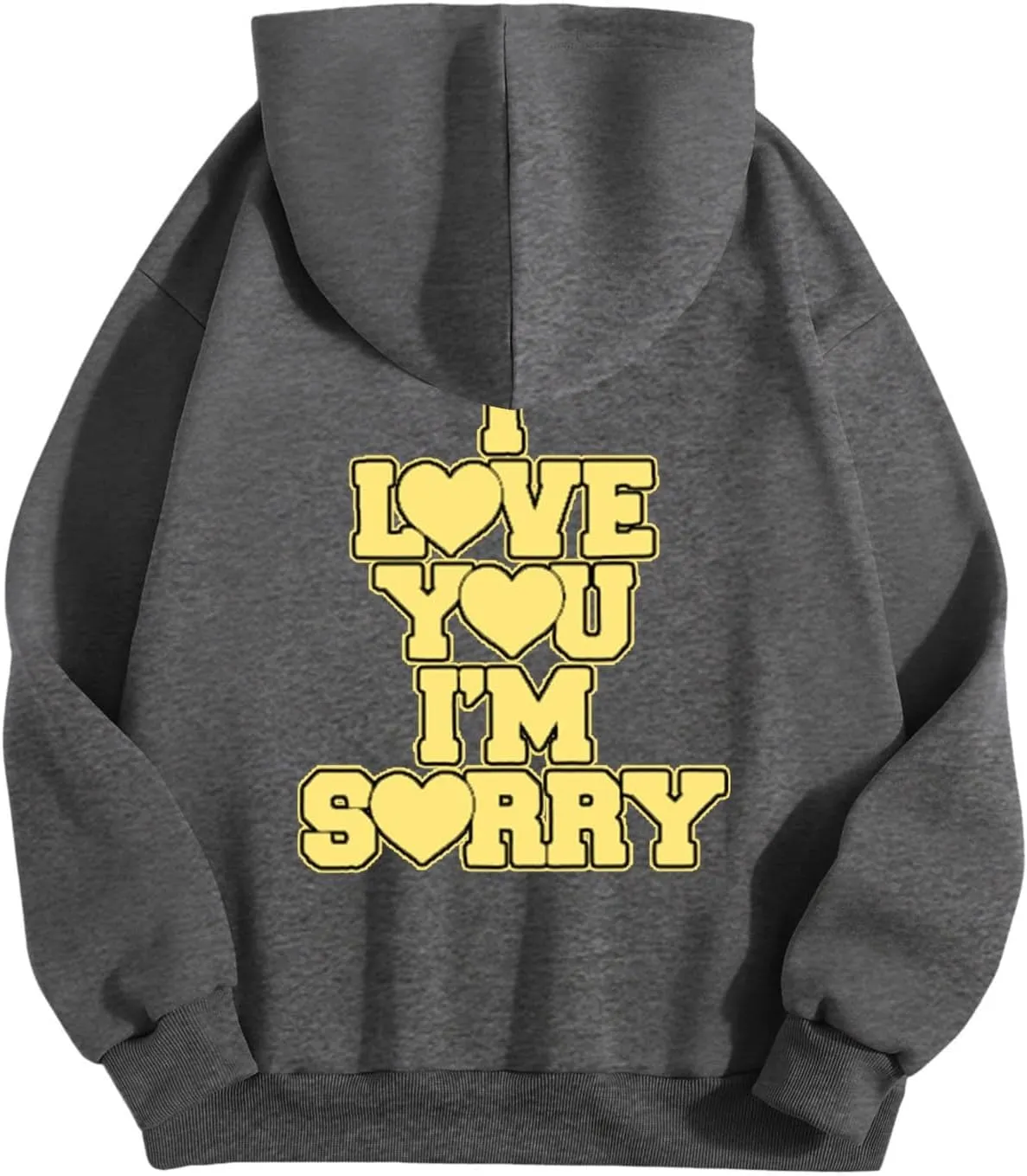 Womens I Love You I'm Sorry Letter Printed Front Back Fall Winter Hoodies Unisex Long Sleeve Hooded Sweatshirts