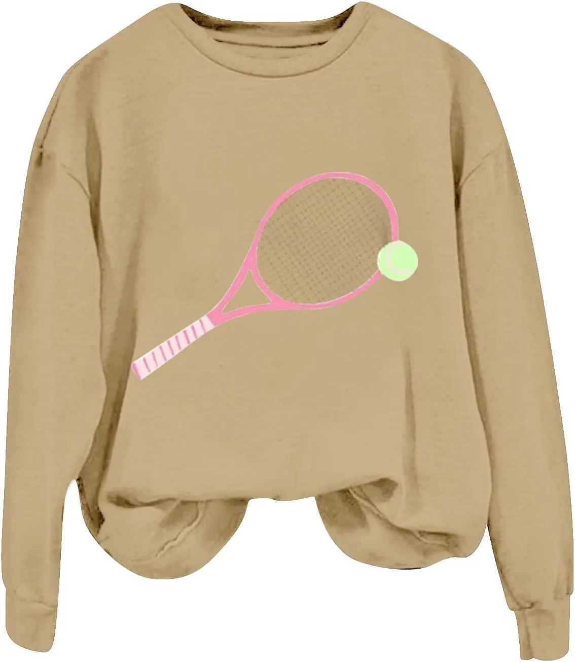 Womens Soprts Tops Tennis Printed Loose Crewneck Long Sleeve Lightweight Pullover Sweatshirt Fall Casual Active Hoodie
